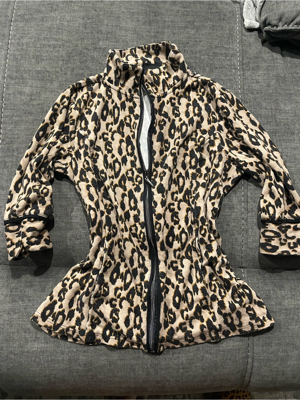 Onque Casuals Leopard Print Zip-Front Jacket - Beige/Black